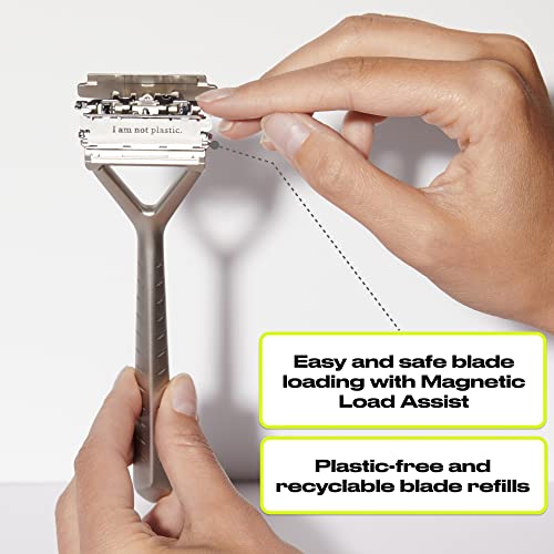 Leaf Shave | Leaf Razor, Rose Gold - All-Metal, Eco-Friendly Razor for Women & Men; Includes 10 Stainless Steel Single-Edge Razor Blades; Recommended for Head Shaving and Leg Shaving