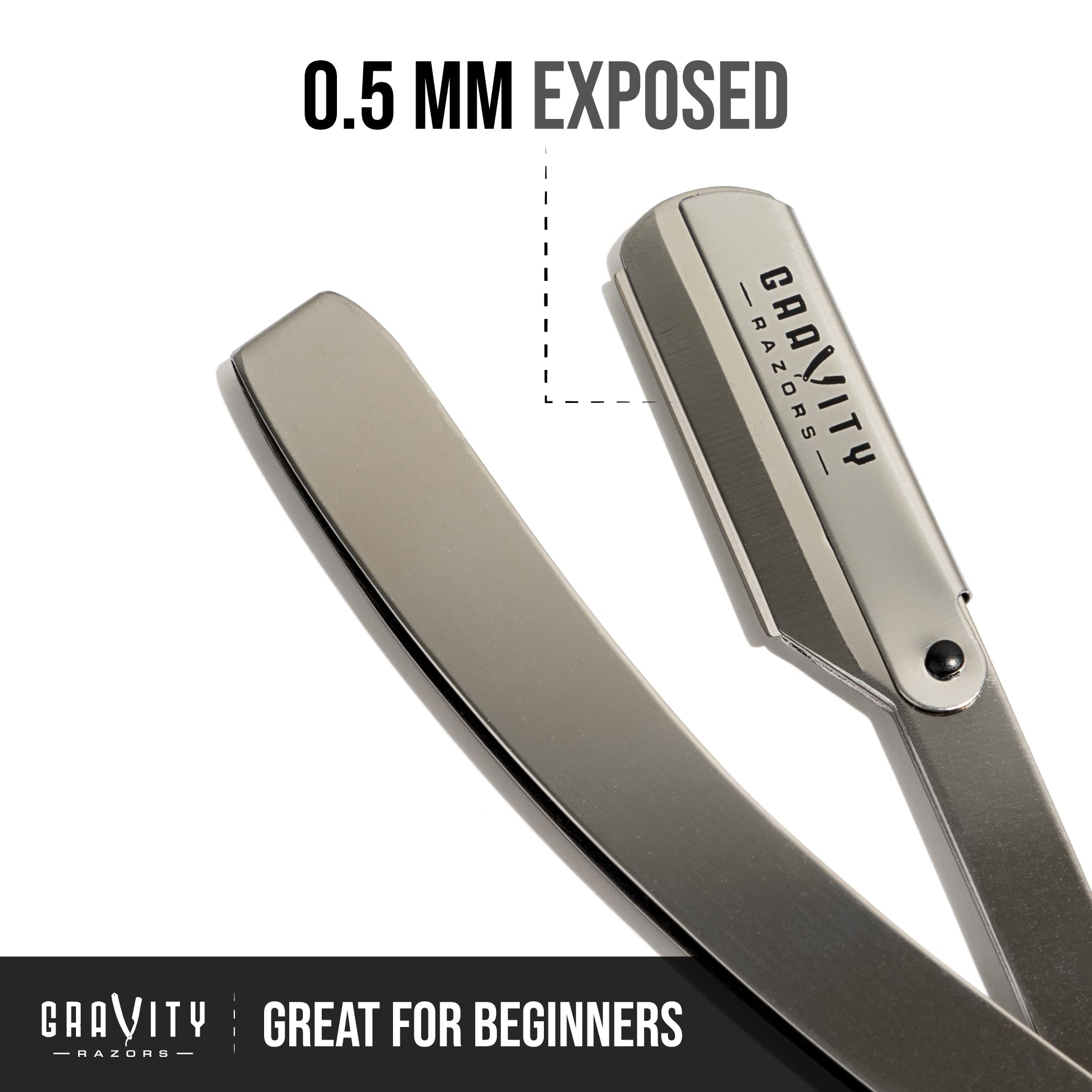 Professional Straight Razor - Minimal Exposure Straight Razor Kit with 10 Gravity Premium Blades, 5mm Exposed (Chicago)