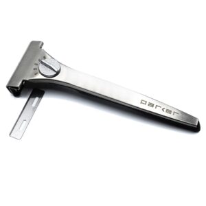 Parker’s Adjustable Injector Razor – Single Edge Adjustable Safety Razor – 20 Parker Injector Razor Blades Included – Customize your shave with a turn of the dial