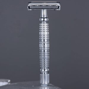 VIKINGS BLADE Double Edge Safety Razor for Men + 5 Swedish Steel Blades + Luxury Case. Long Handle. Smooth, Reusable, Eco-Friendly (The Vulcan)