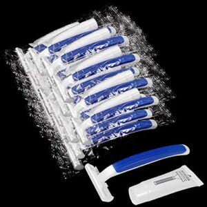 disposable razors in bulk,razors individually wrapped bulk,twin blade razors with clear safety cap and shaving cream, razors for homeless, hotel,air bnb,shelter/homeless/travel (50 pcs)