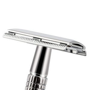 BAILI Classic Metal 3-Piece Double Edge Safety Razor Wet Shaving for Men Women with Platinum Blade BT131