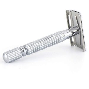 BAILI Classic Metal 3-Piece Double Edge Safety Razor Wet Shaving for Men Women with Platinum Blade BT131