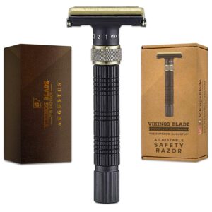 vikings blade adjustable double edge safety razor + luxury case. smooth, reusable, eco-friendly (the emperor “augustus”)