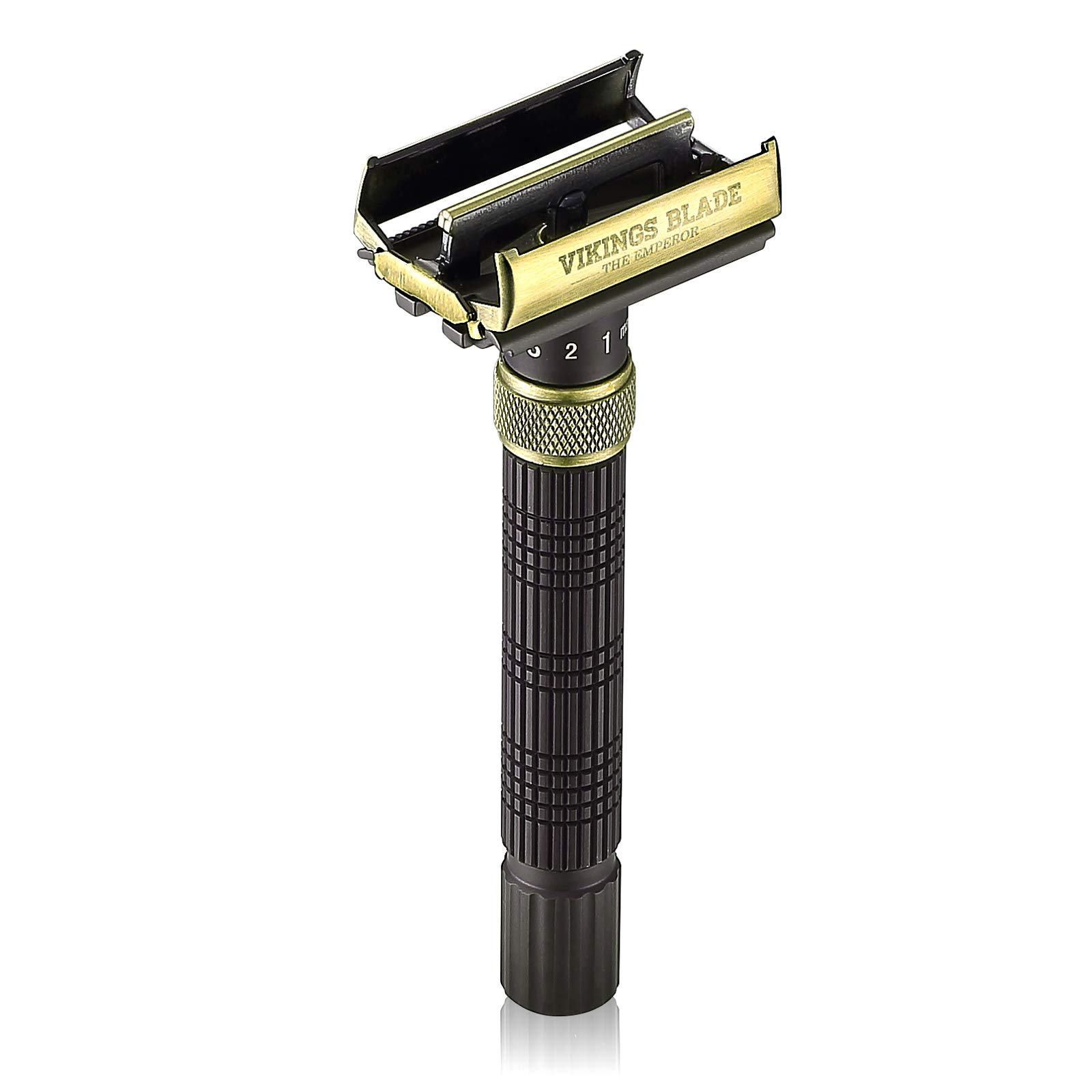 VIKINGS BLADE Adjustable Double Edge Safety Razor + Luxury Case. Smooth, Reusable, Eco-Friendly (The Emperor “Augustus”)