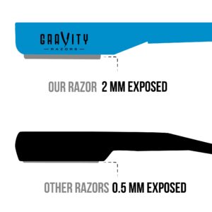 Professional Straight Razor - Ultra Exposed Straight Razor Kit with 10 Gravity Premium Blades, 2mm Exposed (Mystique)