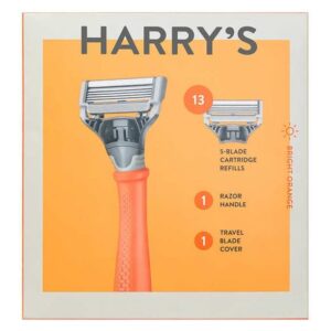 harry's truman razor handle + 13 cartridges, orange