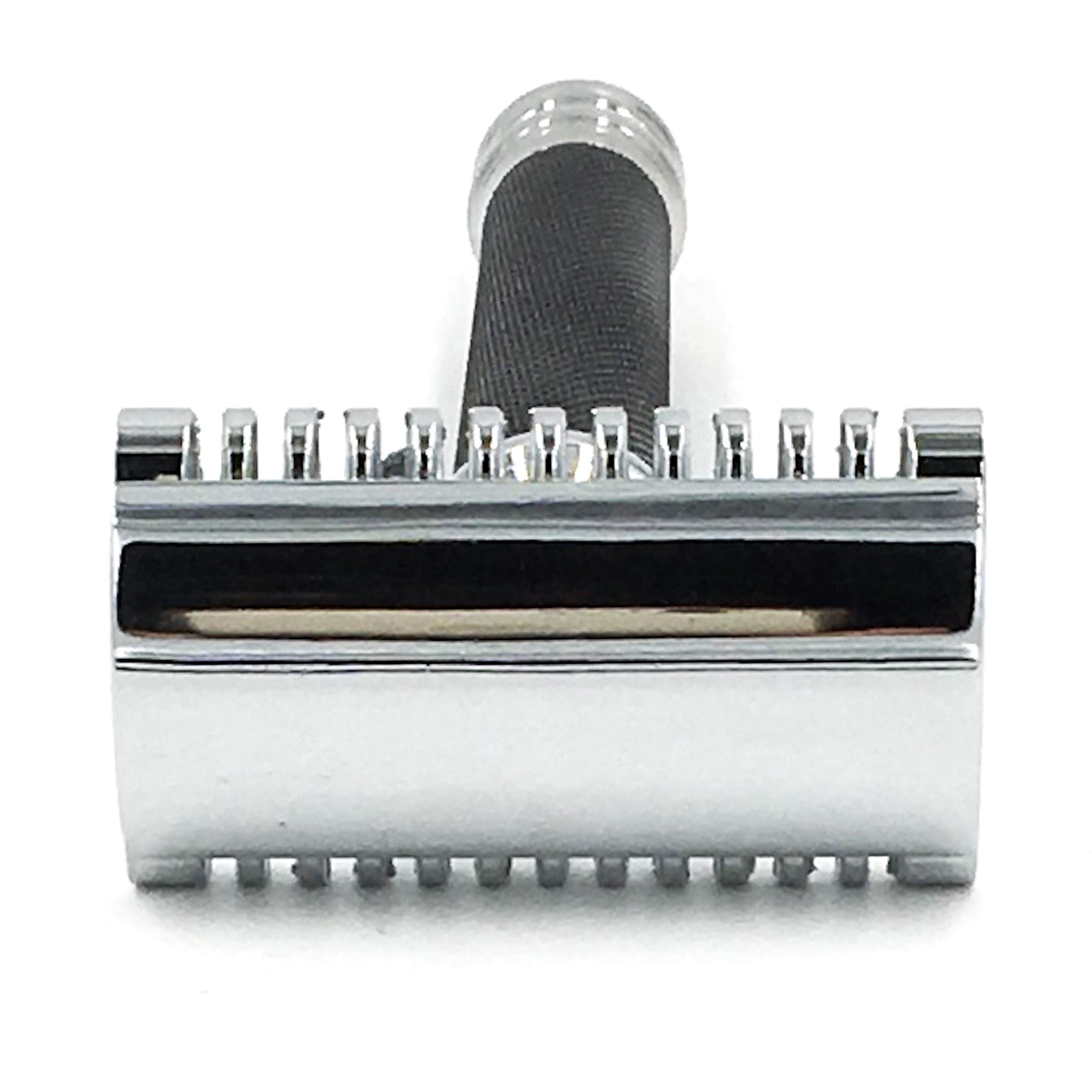 Parker Deluxe OPEN COMB Double Edge Safety Razor, Electroplated Brass Handle, 5 Blade Refills Included (26C - Graphite Gray)