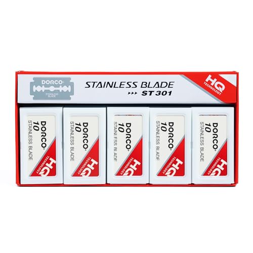 Dorco - Platinum Stainless ST301 Double Edge Razor Blades - 10 Count (Pack of 10) | Father's Day Gifts