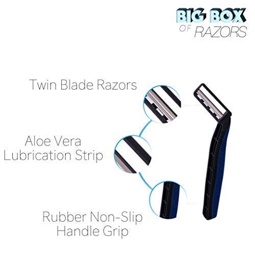 40 Box of Razor Blades Premium Disposable Stainless Steel Hospitality Quality Shavers High End Twin Blade Razors for Men and Women with Aloe Vera Lubrication Strip