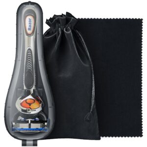 enerfort razor case compatible with gillette proglide fusion men's razor, razor travel case with carrying bag for manual razor (black)