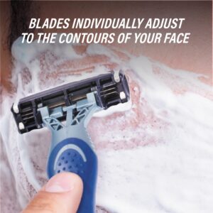 BIC Flex 3, Triple Blade Razor Blades for Men, with Moving Blade Heads for a Close and Soft Shave, Pack of 4