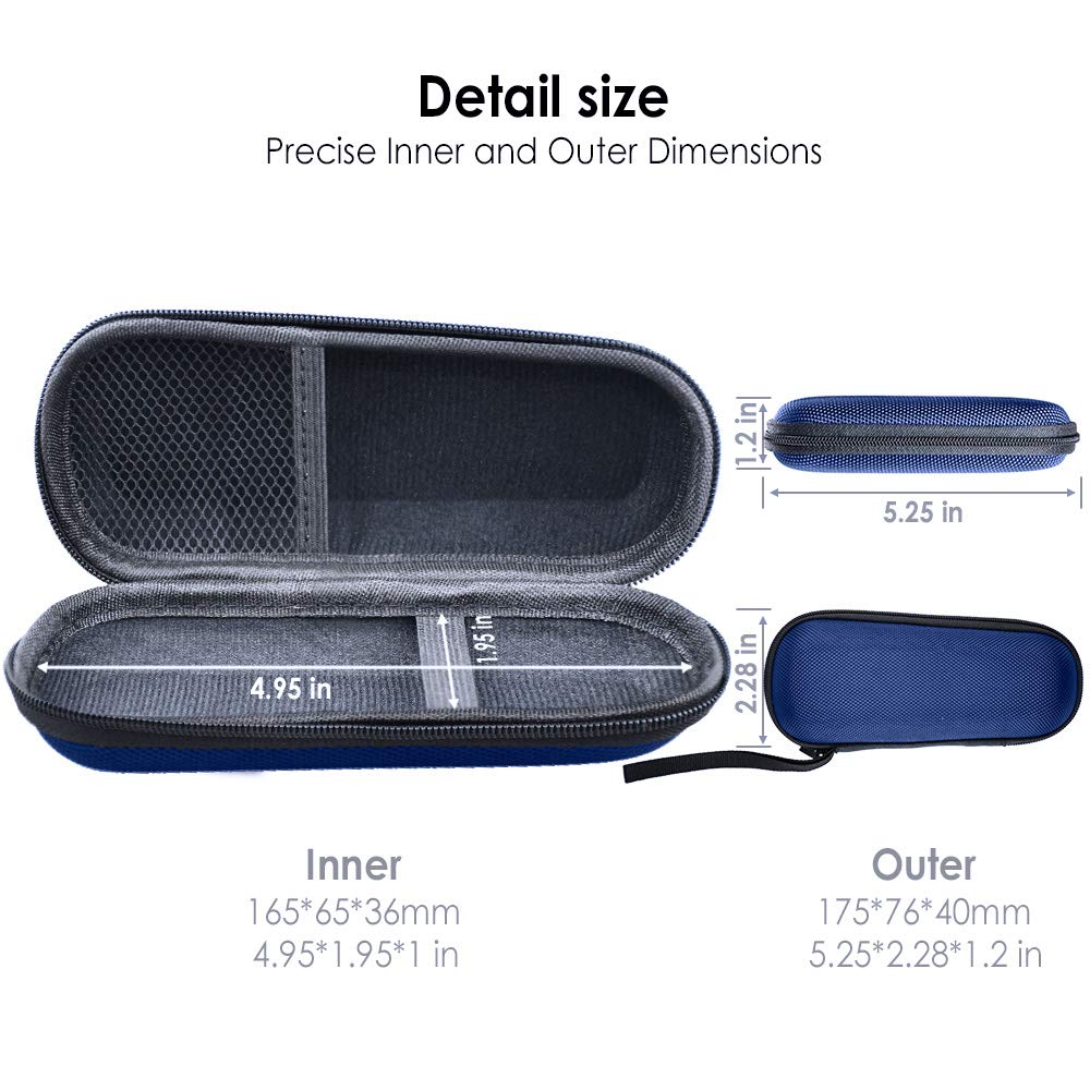 Enerfort Hard EVA Razor Travel Case Compatible with Gillette Men's Razor - Mesh Pocket for 2 Razor Blades + Lightweight Carrying Handle + Durable Zipper (Only Case) (Blue)