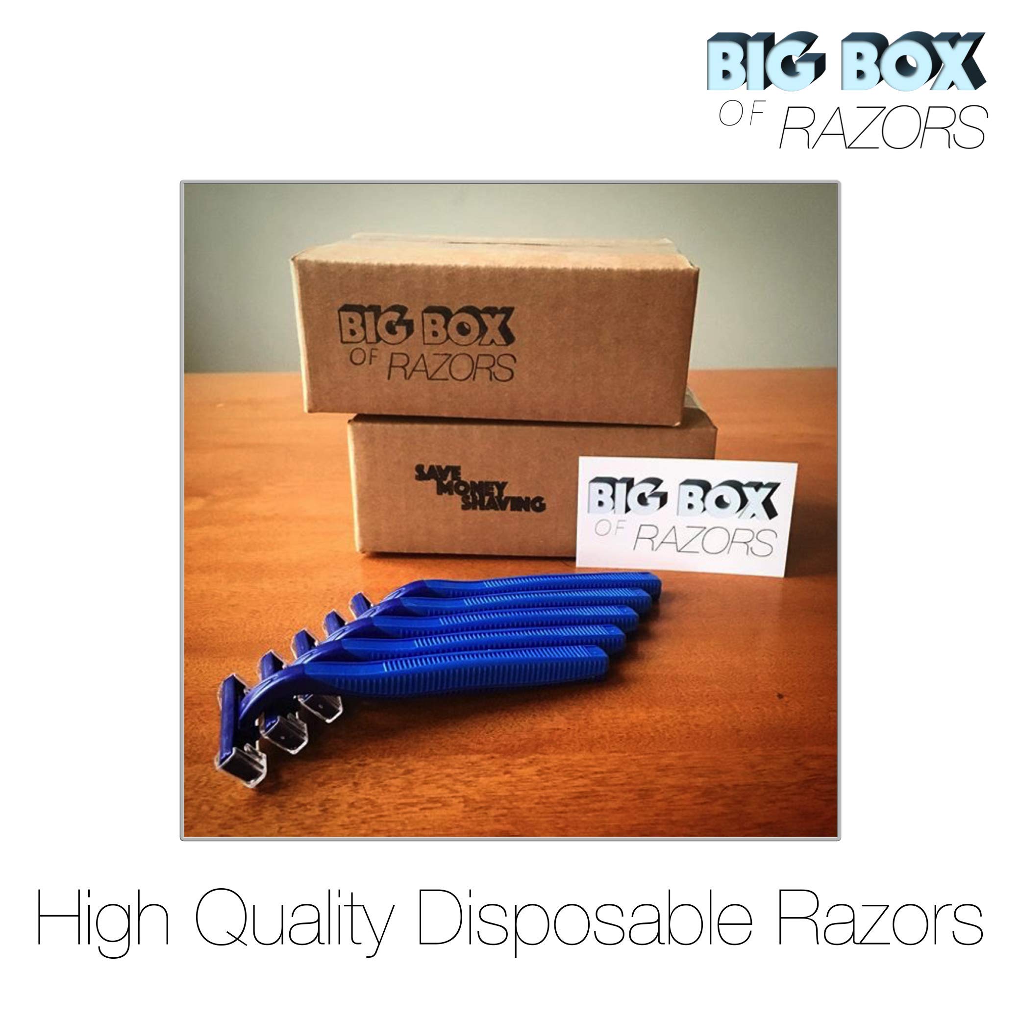 25 Box of Blue Razor Blades Disposable Stainless Steel Hospitality Quality Shavers High End Twin Blade Razors for Men and Women with Aloe Vera Lubrication Strip