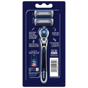 Barbasol Ultra 6 Plus Men's Razor with 2 Razor Blade Refills (1 Handle + 2 Cartridges), Mens Razors/Blades