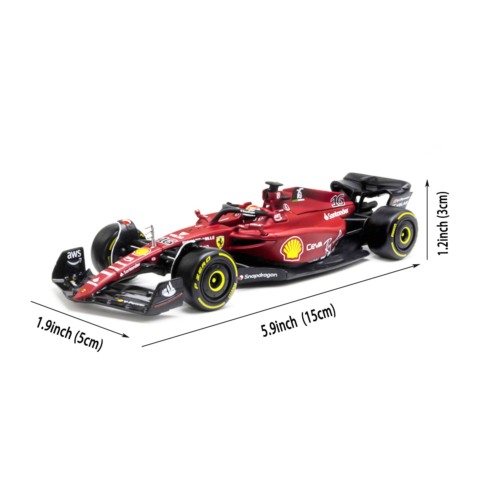 HTLNUZD Bburago 1:43 2022 Latest F1-75 Racing #16 Charles Leclerc 1/43 F1-75#16 Formula One Alloy Super Static Die Cast Vehicles Collectible Car Model Collection Toys Gifts