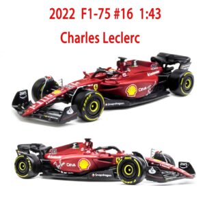 HTLNUZD Bburago 1:43 2022 Latest F1-75 Racing #16 Charles Leclerc 1/43 F1-75#16 Formula One Alloy Super Static Die Cast Vehicles Collectible Car Model Collection Toys Gifts