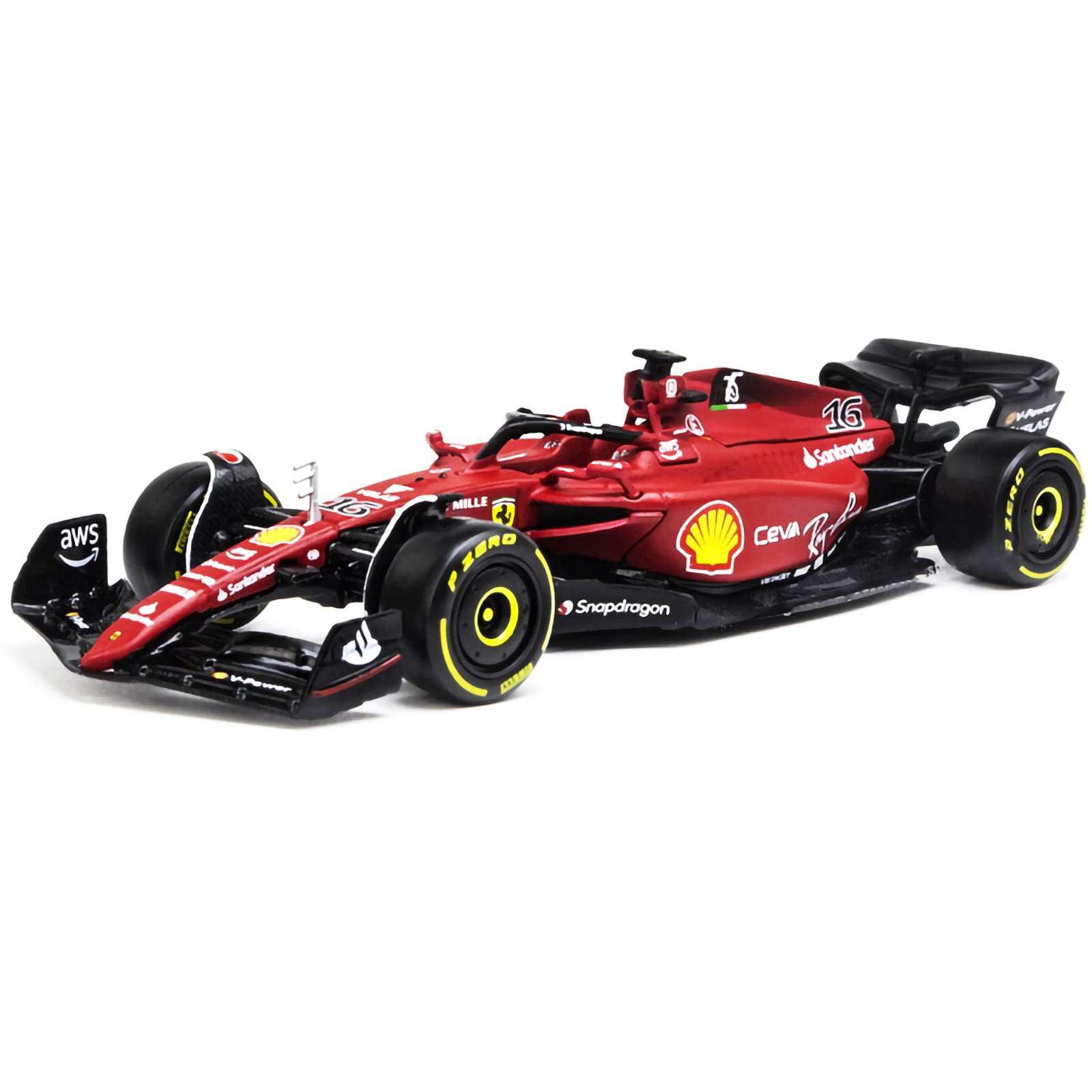 XTD Bburago 1:43 Ferrari #16 Leclerc 2022 F1 Scuderia Ferrari F1-75 #55 Sainz Alloy Luxury Vehicle Diecast Cars Model Toy Collection Gift (2022 F1-75 #16 Acrylic Box)Red