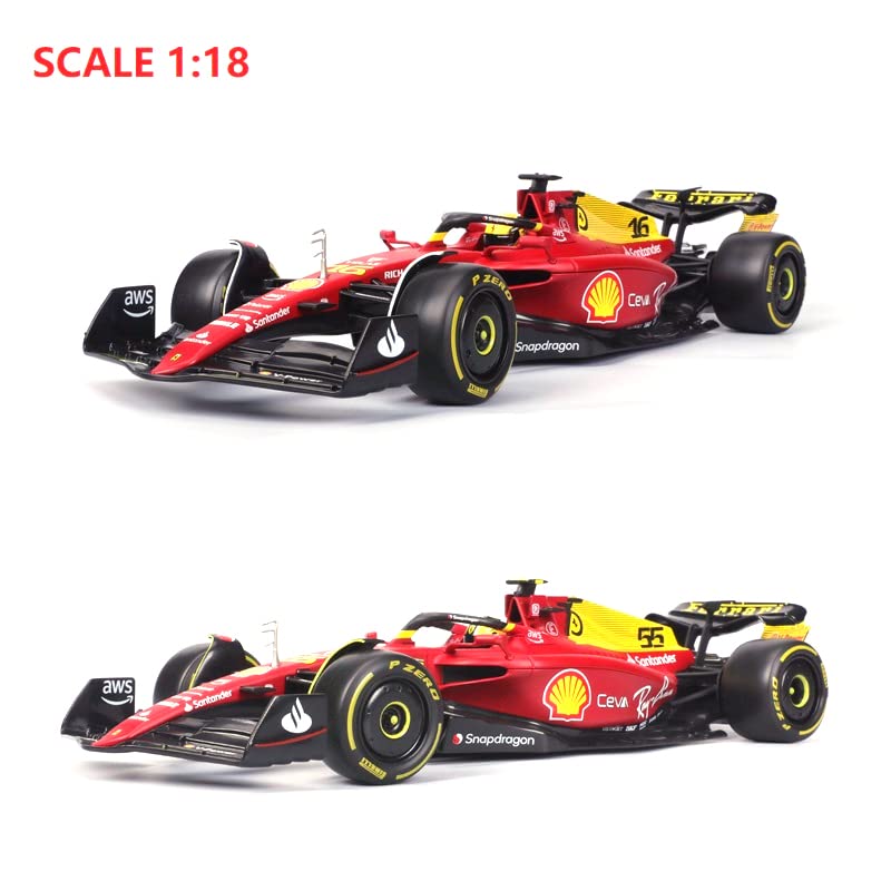 Xiangtat Bburago 1/18 2022 F1-75 75th Anniversary #16 Charles Leclerc F1-75#55 Carlos Sainz Alloy Luxury Vehicle Diecast Cars Model Toy Collection Gift (1/18 F1-75 75th #55)