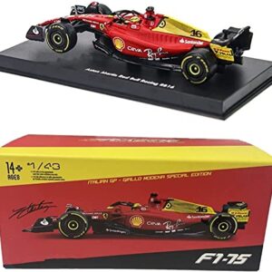 XTD Bburago 1:43 2022 F1 F1-75 75th Anniversary #16 Charles Leclerc F1-75#55 Carlos Sainz Alloy Luxury Vehicle Diecast Cars Model Toy Collection Gift (F1-75 75th #16 Hardcover)