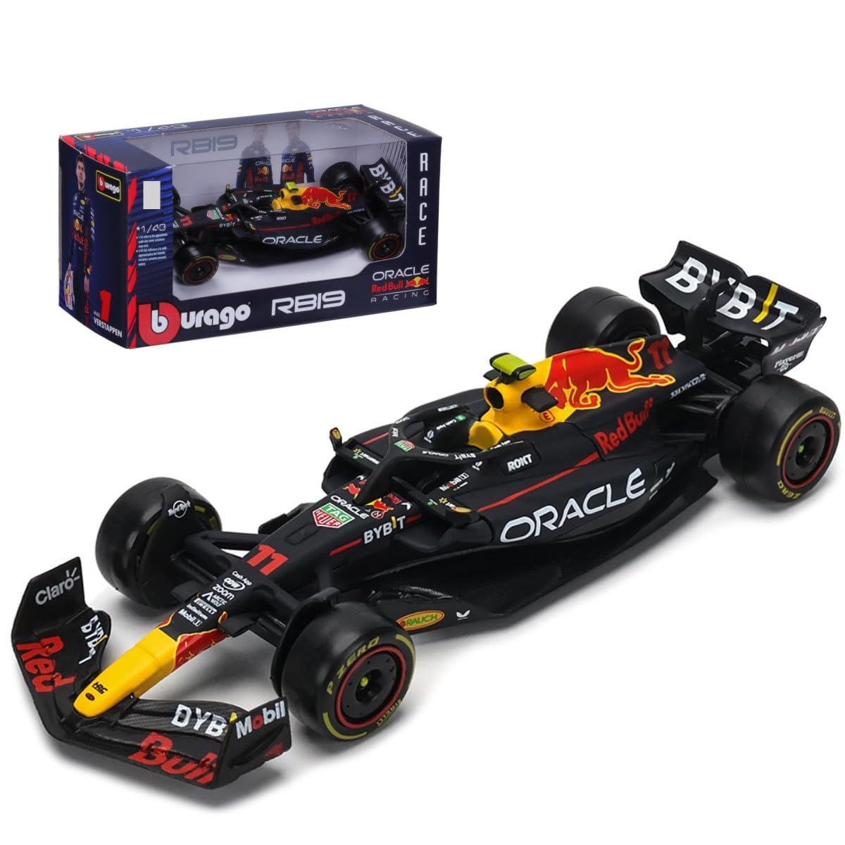 HTLNUZD Bburago 1:43 2023 New F1RB19#11 F1Champion Racing Formula Alloy Car Perez 1/43 RB19 No.11 for Red Bull Team for Red Bull Die cast Model Car Collection Gift
