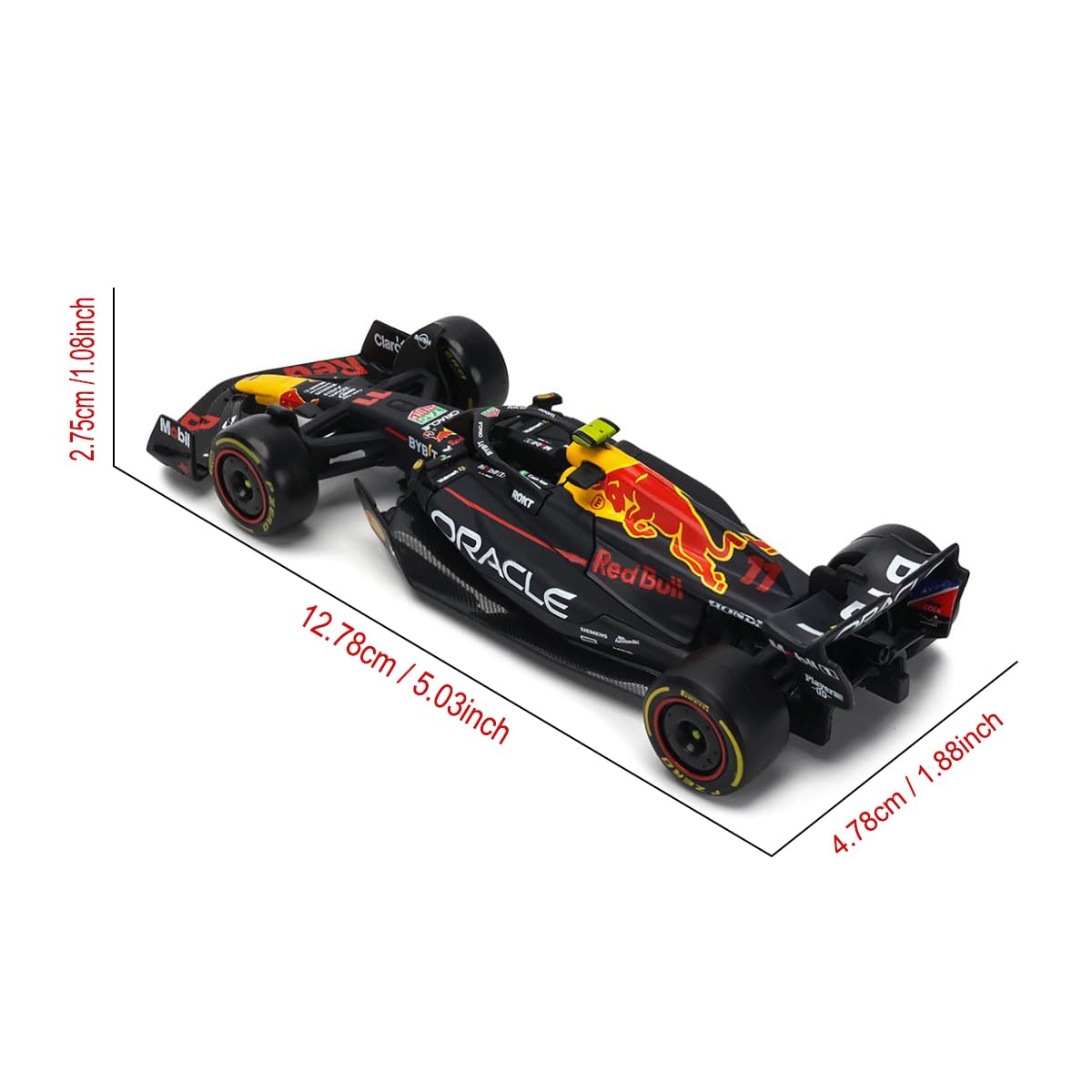 HTLNUZD Bburago 1:43 2023 New F1RB19#11 F1Champion Racing Formula Alloy Car Perez 1/43 RB19 No.11 for Red Bull Team for Red Bull Die cast Model Car Collection Gift