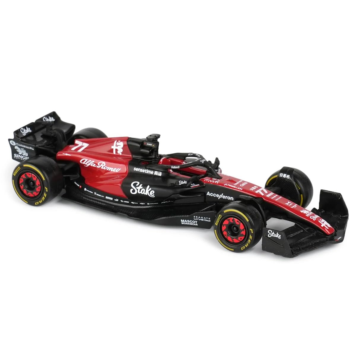 JODIYAAH 1/43 Bburago Alfa Romeo F1 Team Stake 2023 C43 24# Zhou Guanyu F1 C43 77# Alloy Car Die Cast Model Collection Gift (C43 77#)