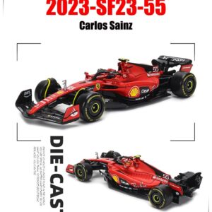 Xiangtat 1/43 Bburago 1:43 F1 2023 Ferrari SF23 55# Carlos Sainz Alloy Car Die Cast Car Model Collection Gift (SF23 55# W/Helmet)