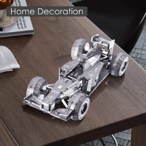 Piececool 3D Metal Puzzles, Silver Formula Car Model Kits, DIY 3D Metal Model Cars Kits to Build for Adults, Brain Teaser 3D Puzzles Toys for Teens, Great Birthday New Year Gifts, 69 Pcs