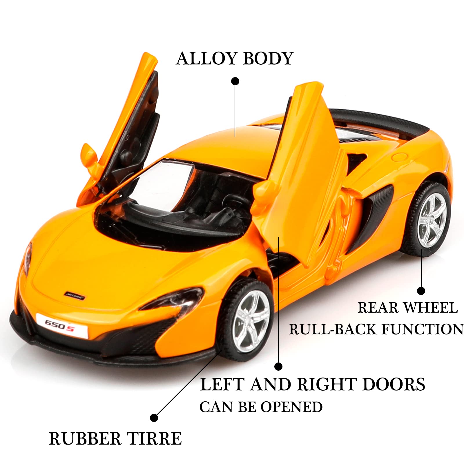 TOKAXI 1/36 Scale Mclaren 650S Diecast Model Car,Pull Back Vehicles Mclaren Toy Cars,Cars Gifts for Boys Girls