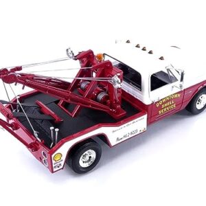 Greenlight 1972 Chevrolet C-30 Dually Wrecker Tow Truck Downtown Shell Service - Service is Our Business White and Red 1/18 Diecast Model Car