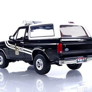 Greenlight 1996 Ford Bronco Black and White Idaho State Police Artisan Collection 1/18 Diecast Model Car