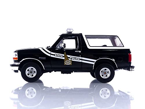 Greenlight 1996 Ford Bronco Black and White Idaho State Police Artisan Collection 1/18 Diecast Model Car