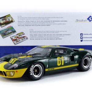 solido S1803004 Ford GT40 Mk.1 Collectible Miniature Car, Green and Yellow, 1:18 Scale