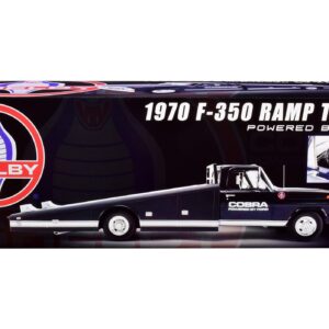 1970 Ford F-350 Ramp Truck Dark Blue with White Stripes Cobra Powered by Ford 1/18 Diecast Model Car by ACME A1801405