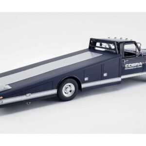 1970 Ford F-350 Ramp Truck Dark Blue with White Stripes Cobra Powered by Ford 1/18 Diecast Model Car by ACME A1801405