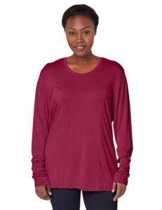 cherokee women's long sleeve knit shirt, wine, small