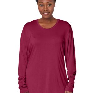 Cherokee Women's Long Sleeve Knit Shirt, Wine, Small