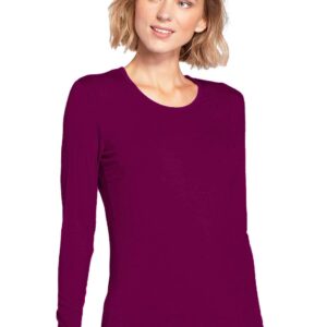 Cherokee Women's Long Sleeve Knit Shirt, Wine, Small