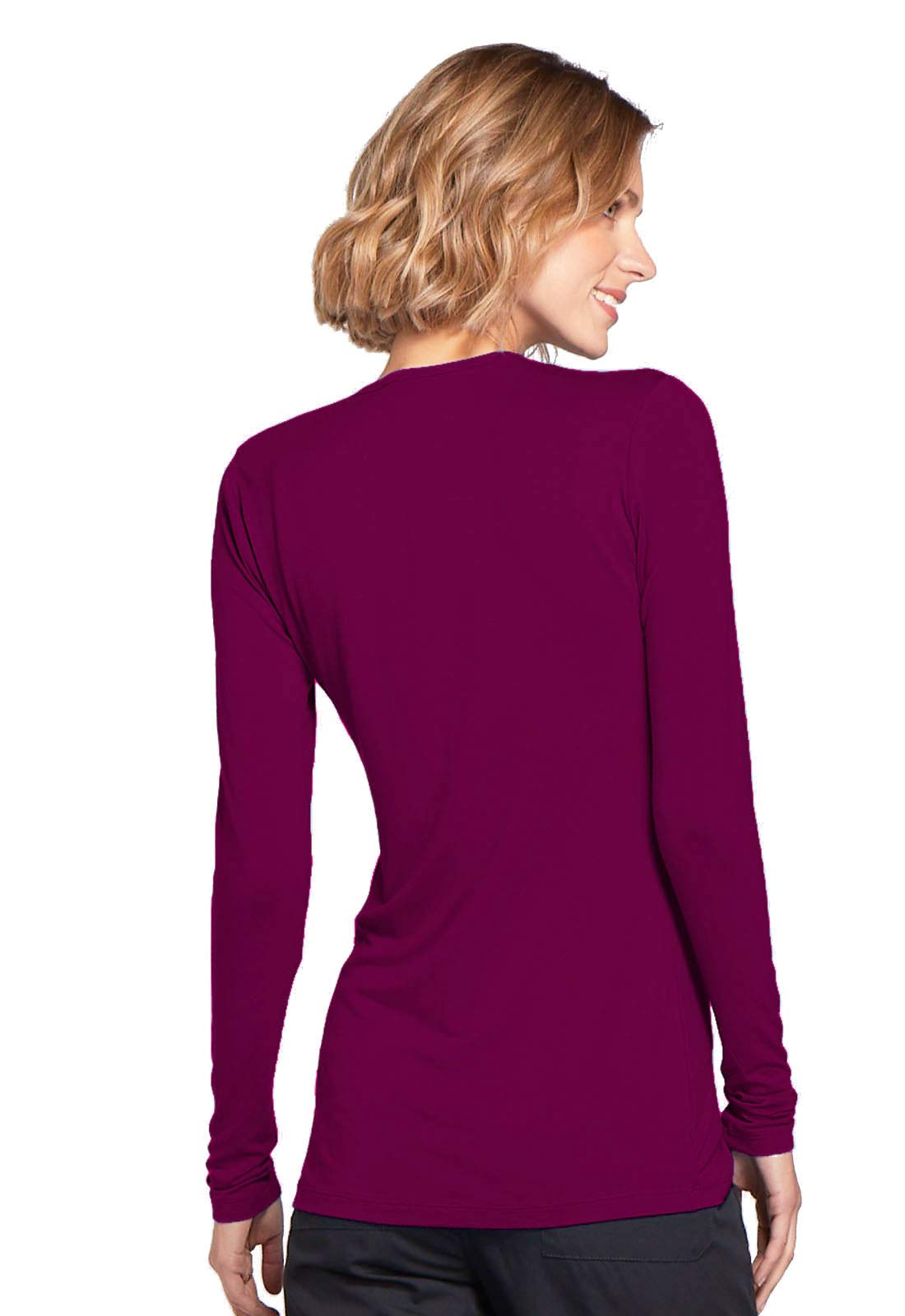 Cherokee Women's Long Sleeve Knit Shirt, Wine, Small