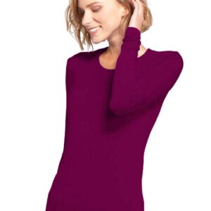 Cherokee Women's Long Sleeve Knit Shirt, Wine, Small