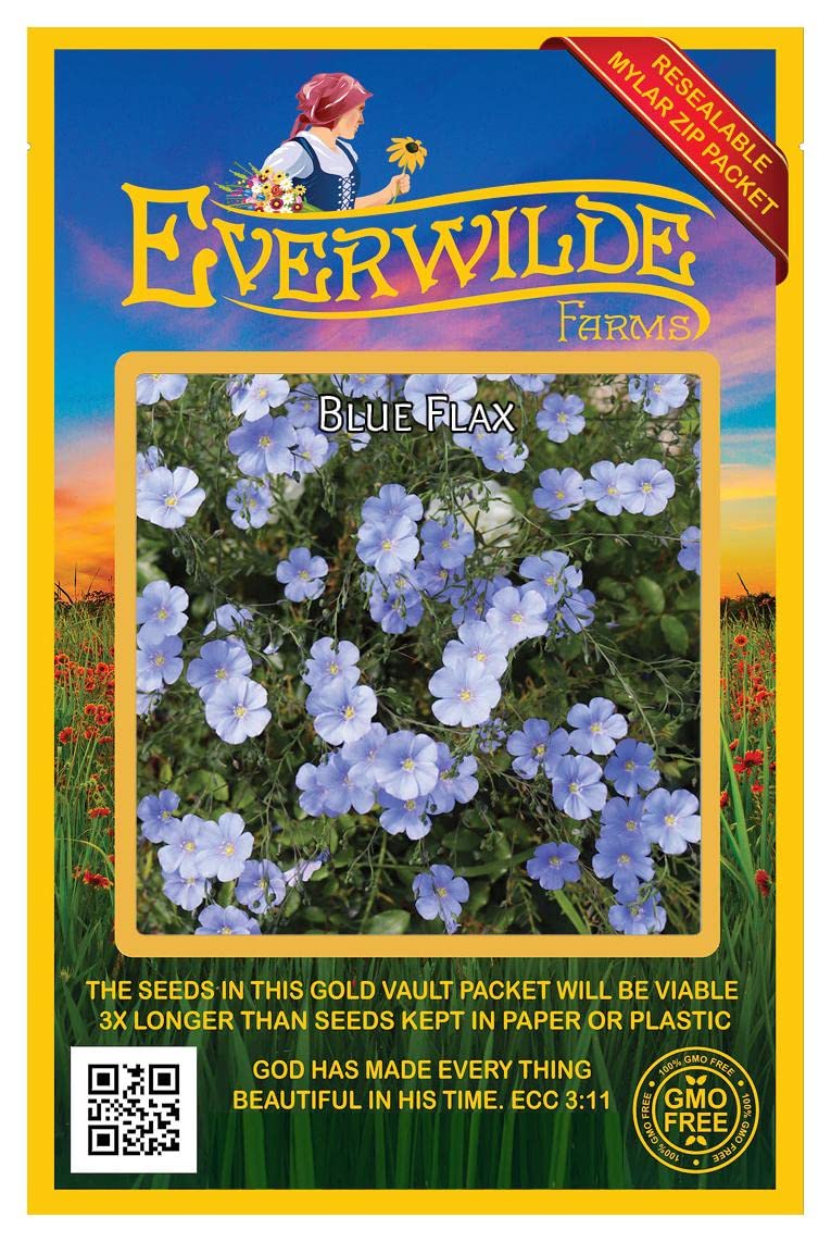 Everwilde Farms - 2000 Blue Flax Wildflower Seeds - Gold Vault Jumbo Seed Packet