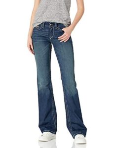 ariat female r.e.a.l. mid rise stretch whipstitch boot cut jean rainstorm 29