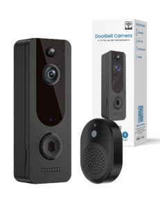 sjcode smart video doorbell with chime ringer, security camera wireless indoor/outdoor and battery powered, 2-way audio, night vision, human detection, wide-angle lens surveillance