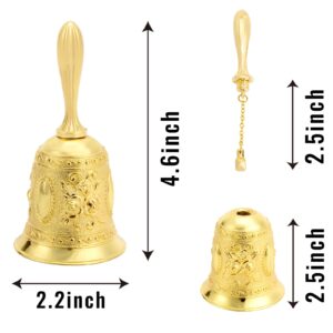 DomeStar Golden Hand Bell, Engraved Bell Call Bell Handheld Bell for Wedding, School, Christmas, Alarm and Bedridden