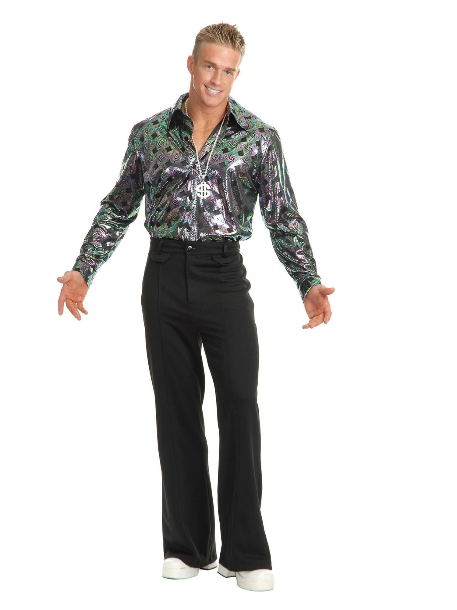 Charades Men Disco Pant Costume Bottoms, Black, W36 US