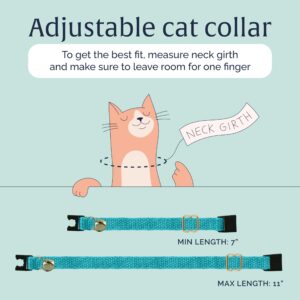 Hepper Hemp Safety Breakaway Cat Collar with Bells - Adjustable Large to Small Kitten Collar with Bell - Cat Collars for Girl Cats/Cat Collars for Boy Cats - Minimalist Cute Cat Collar with Cat Bells