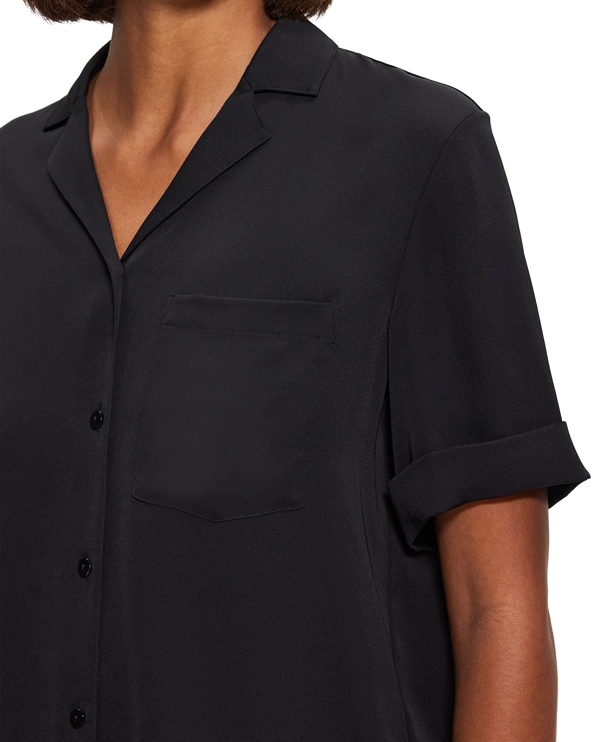 Theory Women's Short-Sleeved Camp Shirt, Black
