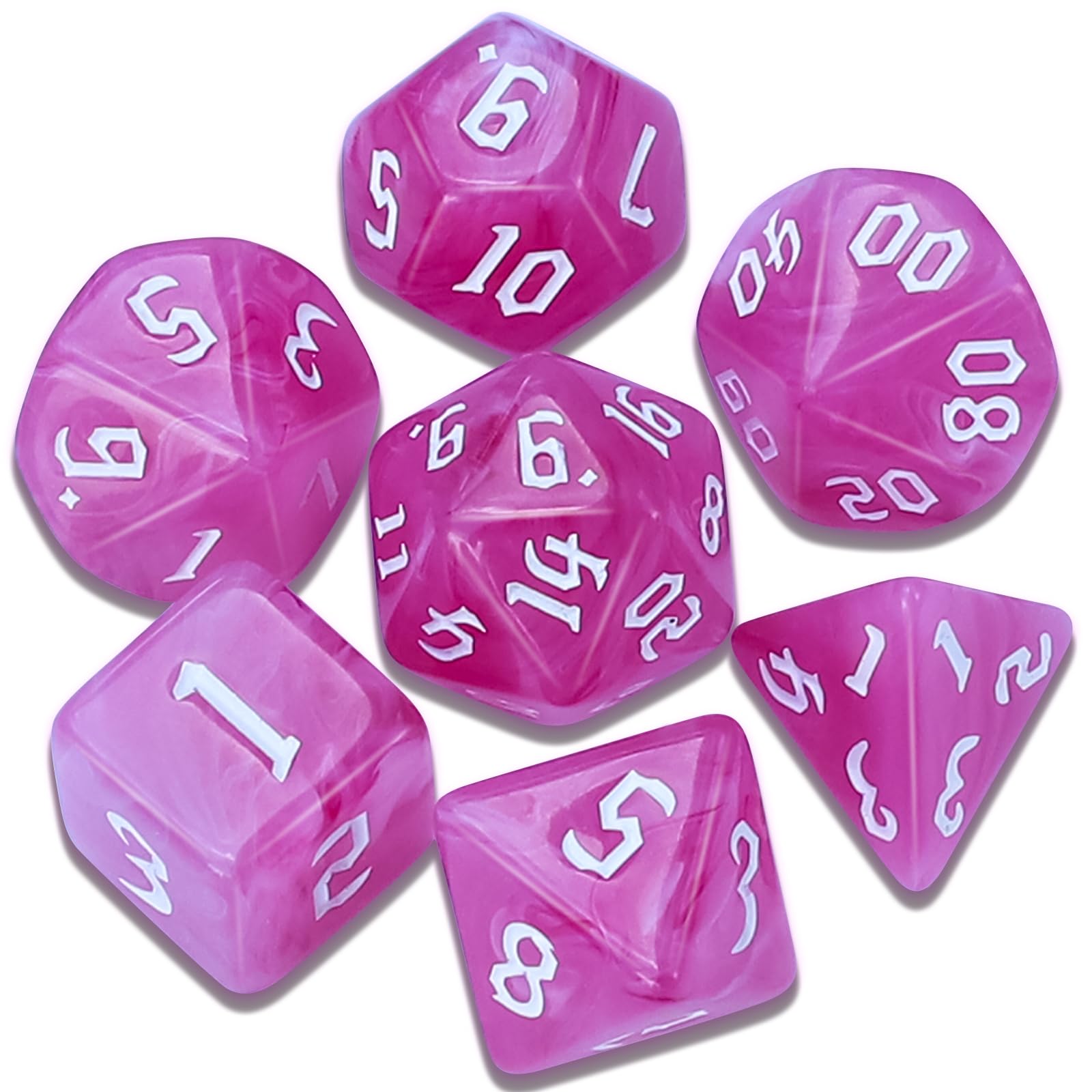 CiaraQ DND Polyhedral Dice Set for Dungeons and Dragons RPG MTG Role Playing Table Games-with 1 Dice Pouch (Pink Gradient)