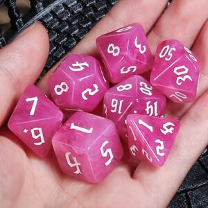 CiaraQ DND Polyhedral Dice Set for Dungeons and Dragons RPG MTG Role Playing Table Games-with 1 Dice Pouch (Pink Gradient)